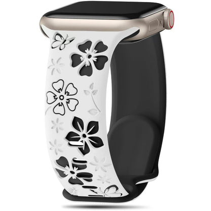 3D Floral Engraved Silicone Band for Apple Watch