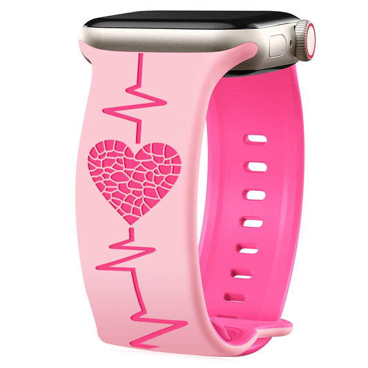 3D Heartbeat Laser Engraved Silicone Band for Apple Watch