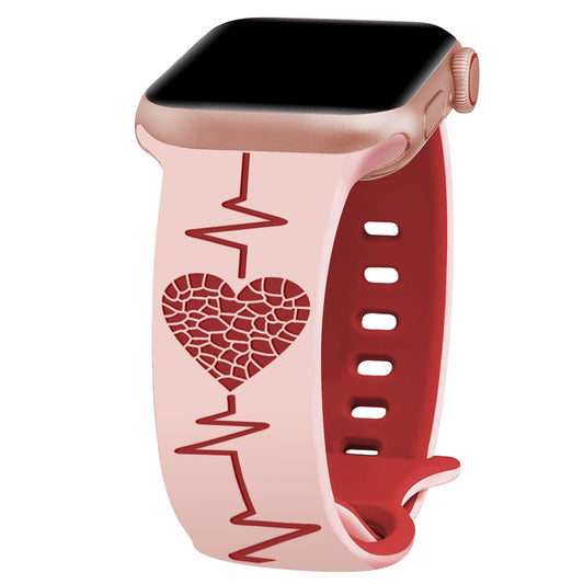 3D Heartbeat Laser Engraved Silicone Band for Apple Watch