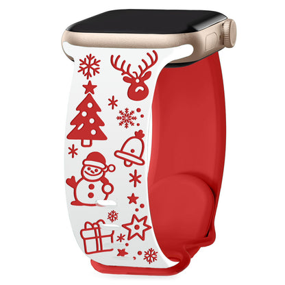 3D Laser-Engraved Christmas Silicone Band for Apple Watch