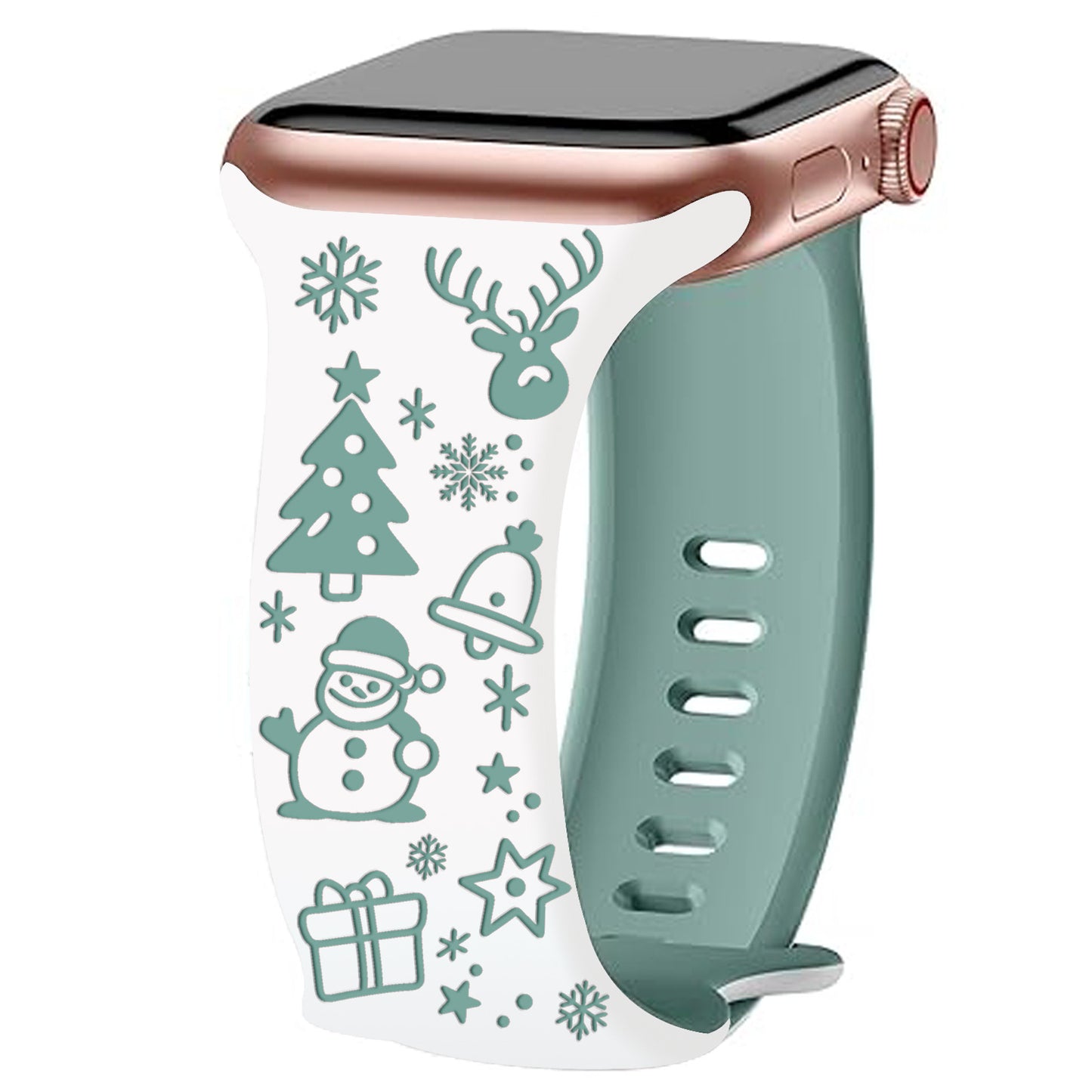 3D Laser-Engraved Christmas Silicone Band for Apple Watch