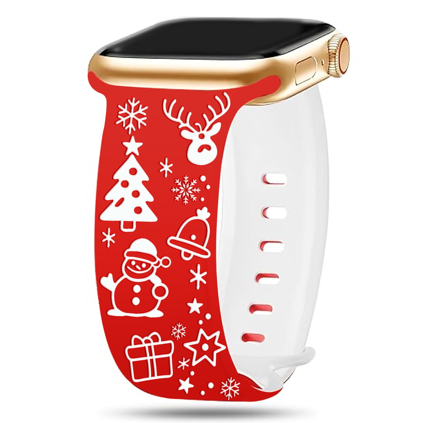3D Laser-Engraved Christmas Silicone Band for Apple Watch