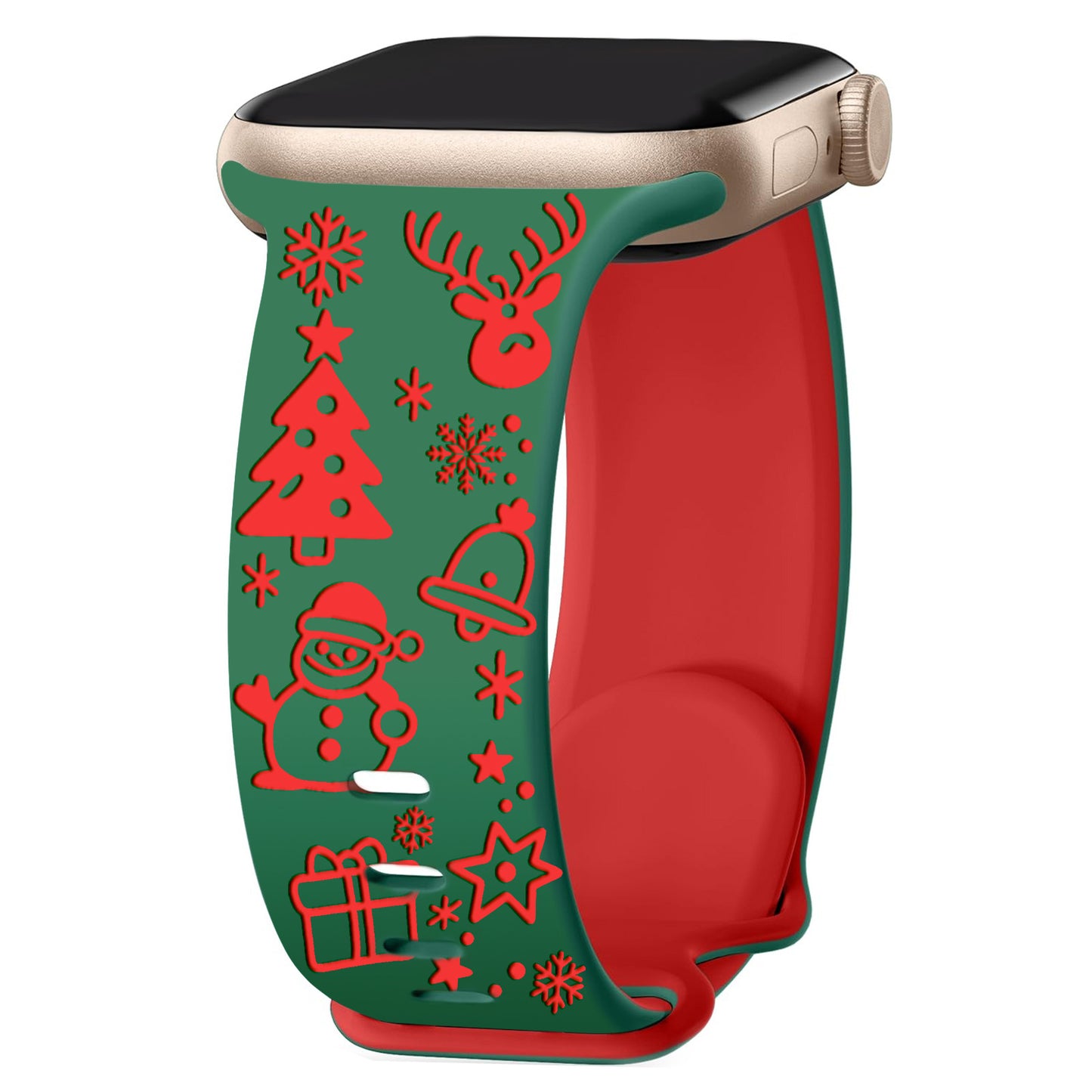 3D Laser-Engraved Christmas Silicone Band for Apple Watch