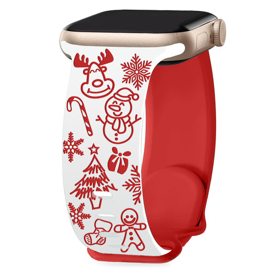 3D Laser-Engraved Christmas Tree Silicone Band for Apple Watch