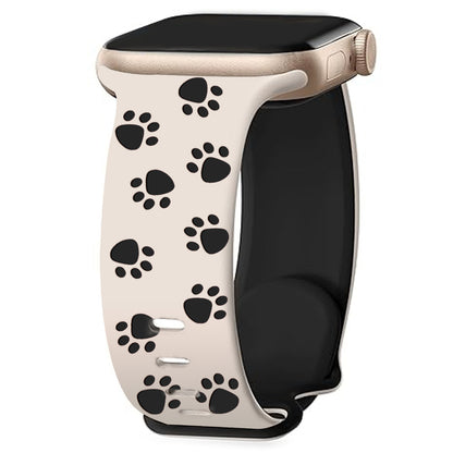 3D Paw Print Engraved Silicone Band for Apple Watch Cute Pet Style