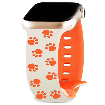 3D Paw Print Engraved Silicone Band for Apple Watch Cute Pet Style