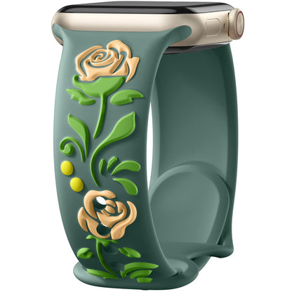 3D Rose Embossed Silicone Band for Apple Watch