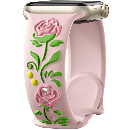3D Rose Embossed Silicone Band for Apple Watch