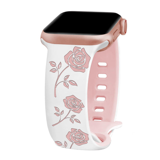 3D Rose Laser Engraved Silicone Band for Apple Watch
