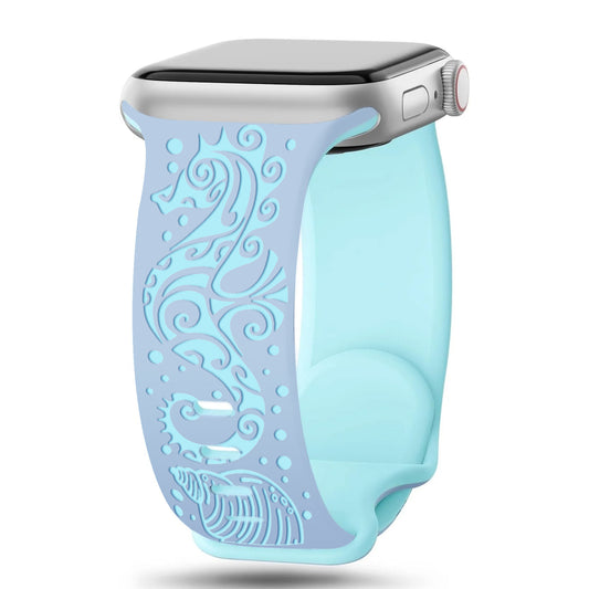 3D Seahorse Dual-Tone Carved Silicone Band for Apple Watch