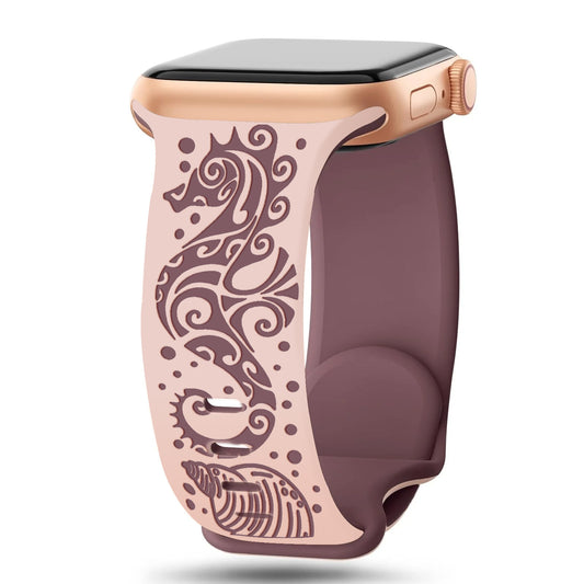 3D Seahorse Dual-Tone Carved Silicone Band for Apple Watch