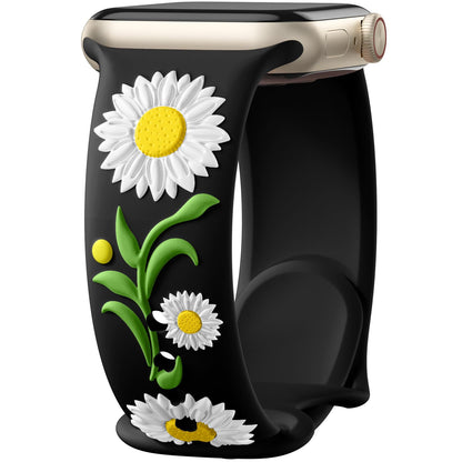 3D Sunflower Embossed Dual-Color Silicone Band for Apple Watch