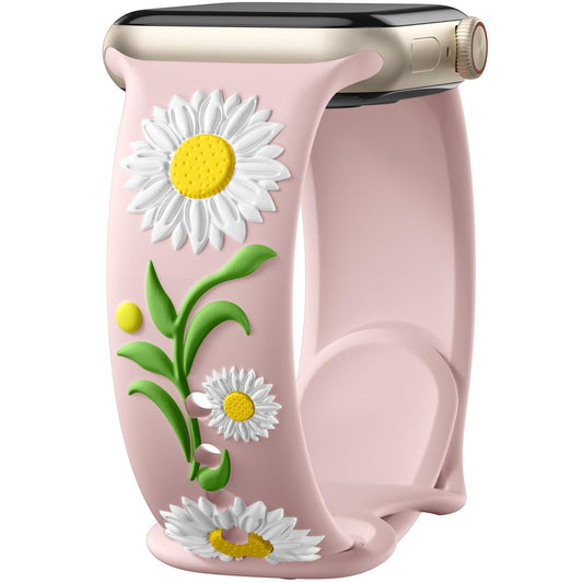 3D Sunflower Embossed Dual-Color Silicone Band for Apple Watch