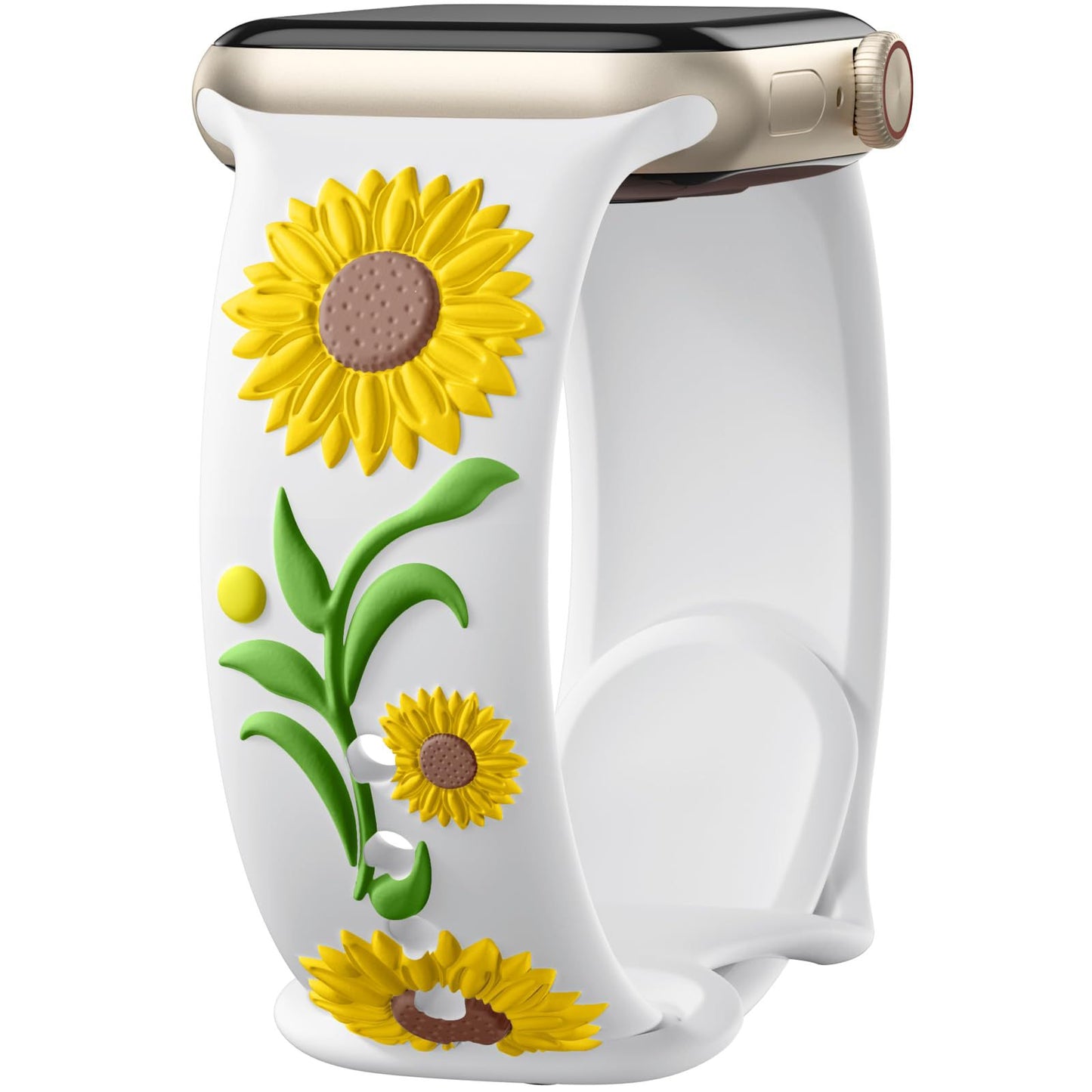 3D Sunflower Embossed Dual-Color Silicone Band for Apple Watch