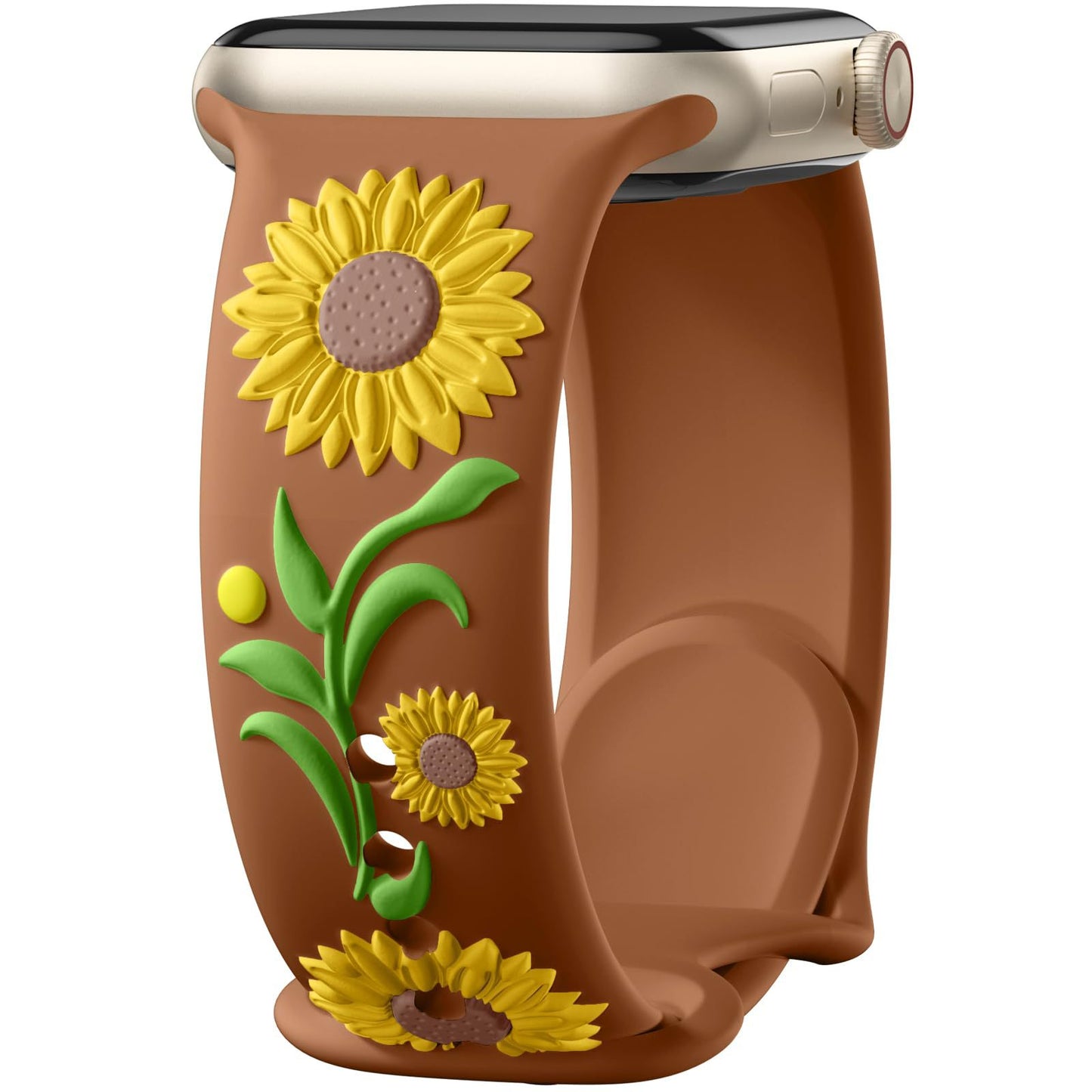 3D Sunflower Embossed Dual-Color Silicone Band for Apple Watch