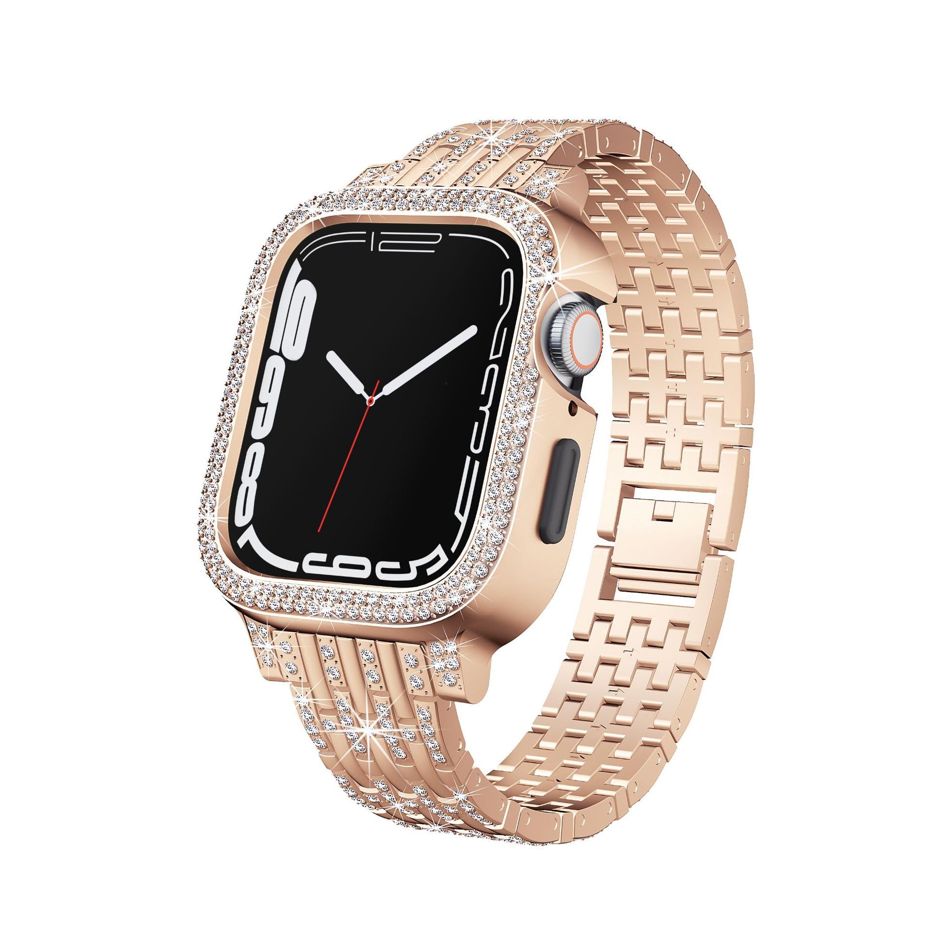 Bling Diamond Case with Sparkle Band for Apple Watch Series 9/8/7 (41mm/45mm).