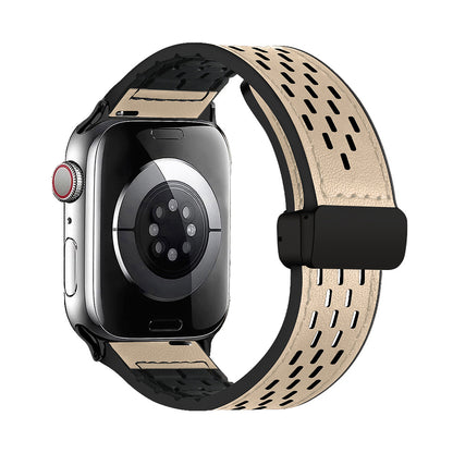 Breathable Magnetic Band for Apple Watch – Leather Outer, Silicone Inner