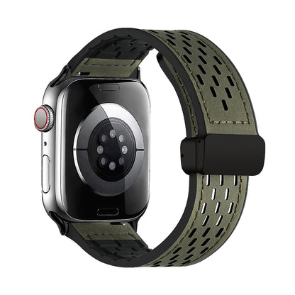 Breathable Magnetic Band for Apple Watch – Leather Outer, Silicone Inner
