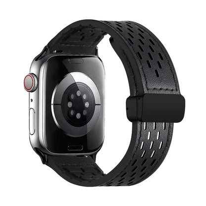Breathable Magnetic Band for Apple Watch – Leather Outer, Silicone Inner