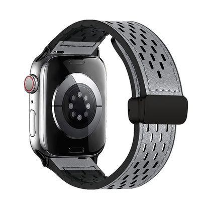 Breathable Magnetic Band for Apple Watch – Leather Outer, Silicone Inner