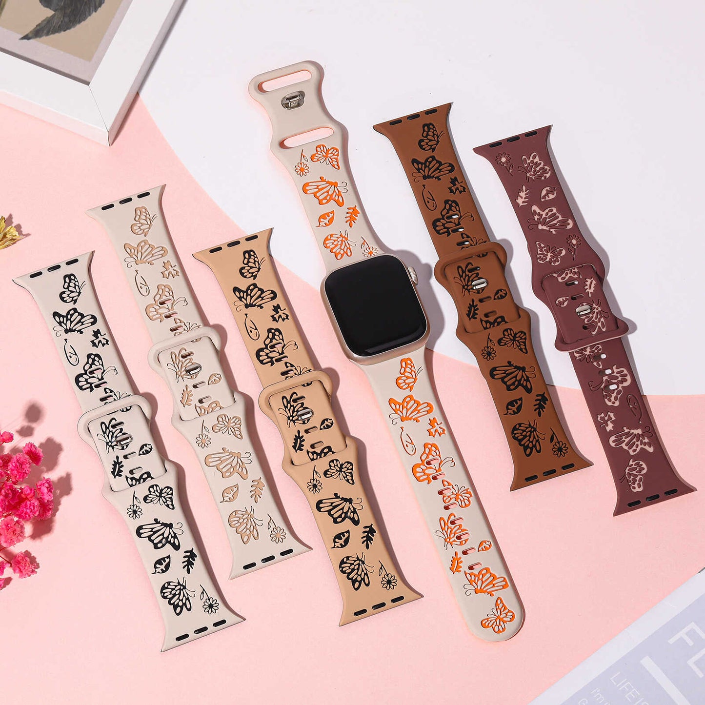 Butterfly Whisper Silicone Band for Apple Watch.