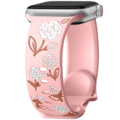 Camellia Floral Silicone Band for Apple Watch