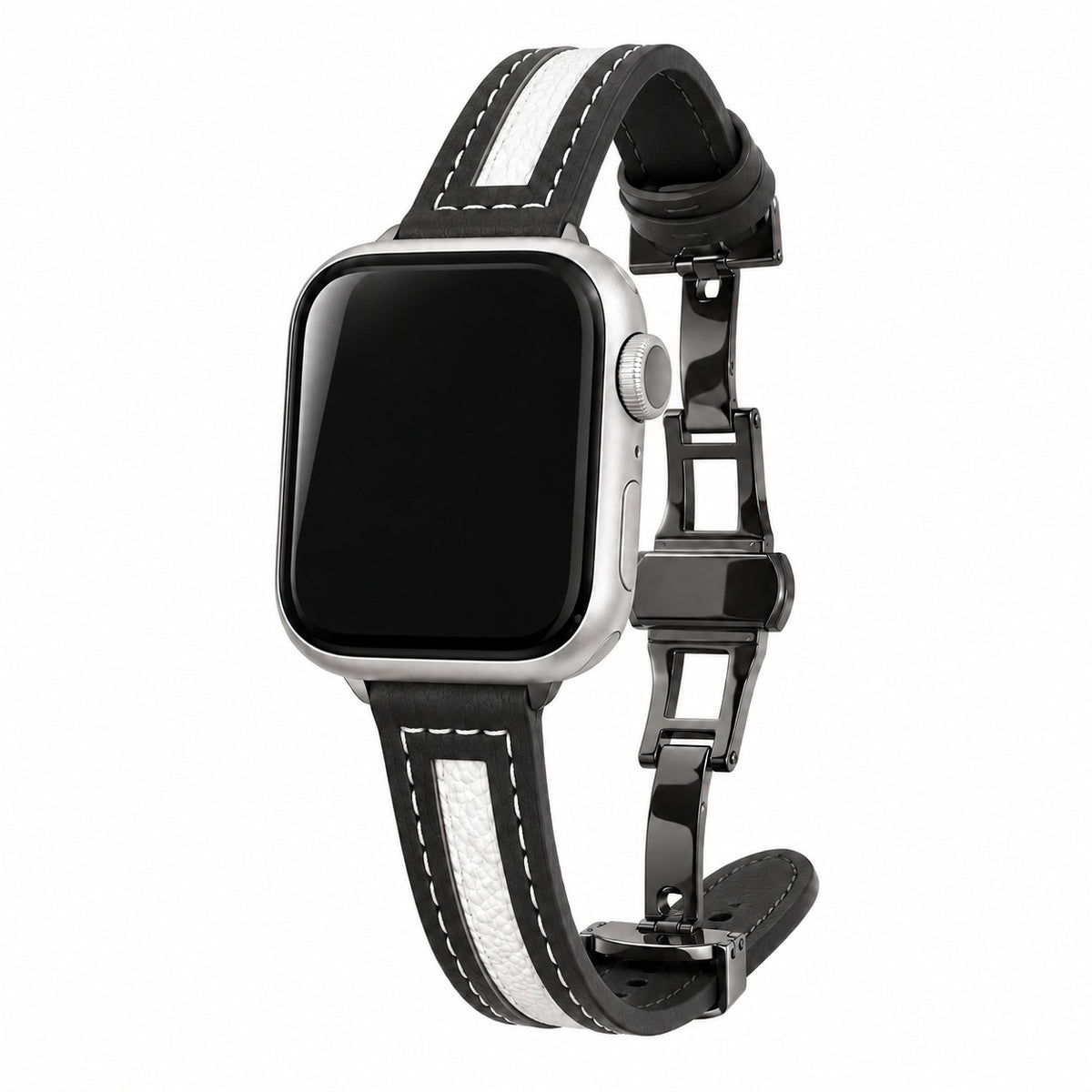 Canvas Stripe Genuine Leather Band for Apple Watch