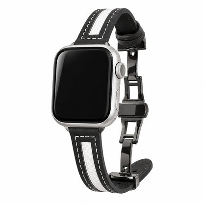 Canvas Stripe Genuine Leather Band for Apple Watch