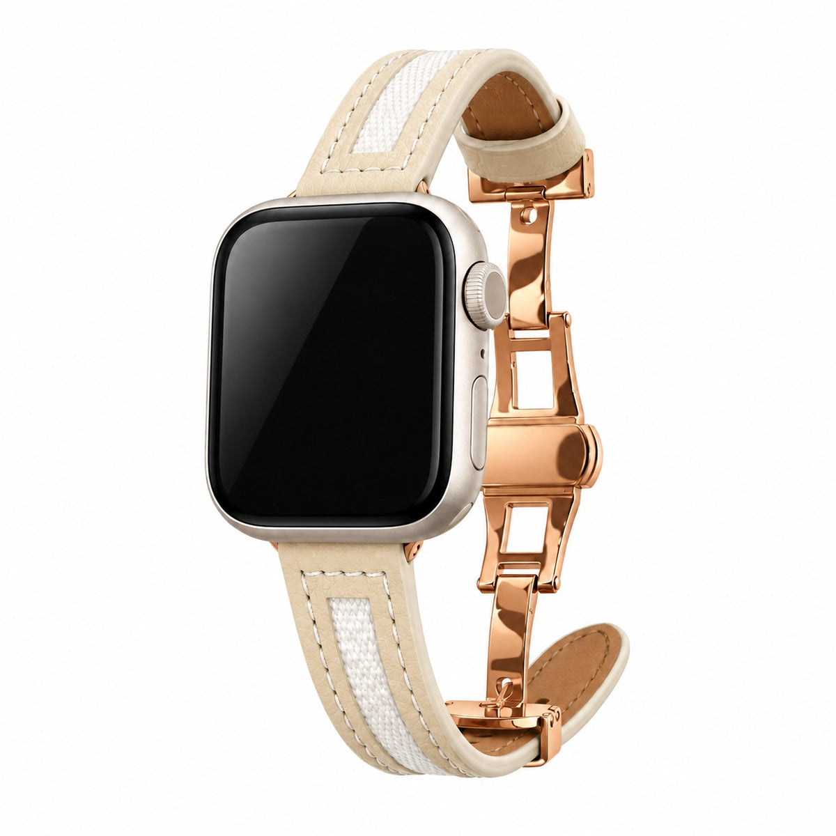 Canvas Stripe Genuine Leather Band for Apple Watch