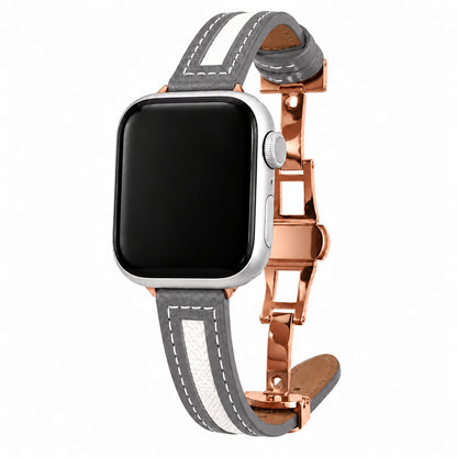 Canvas Stripe Genuine Leather Band for Apple Watch