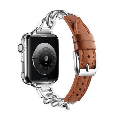 Chain Link Leather Band for Apple Watch
