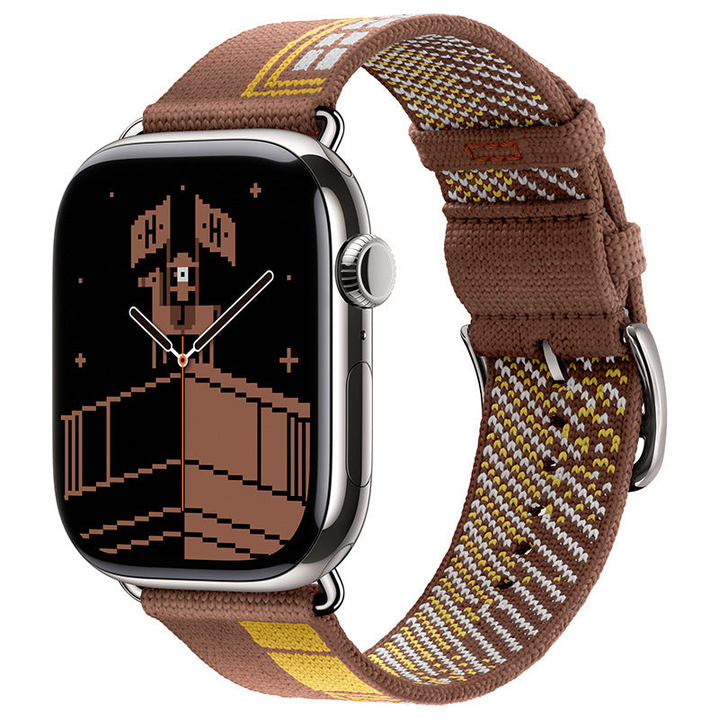 Classic Woven Nylon Band with Retro Check Pattern for Apple Watch