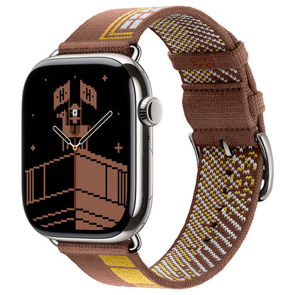 Classic Woven Nylon Band with Retro Check Pattern for Apple Watch
