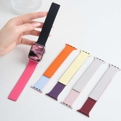 Colorblock Lychee Texture Magnetic Silicone Band for Apple Watch
