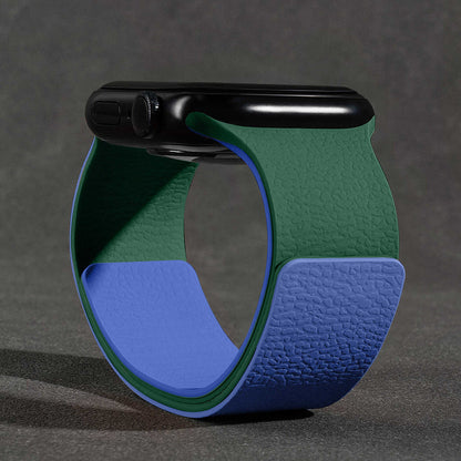 Colorblock Lychee Texture Magnetic Silicone Band for Apple Watch