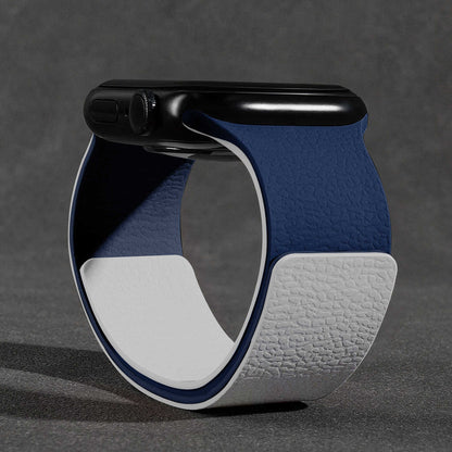 Colorblock Lychee Texture Magnetic Silicone Band for Apple Watch