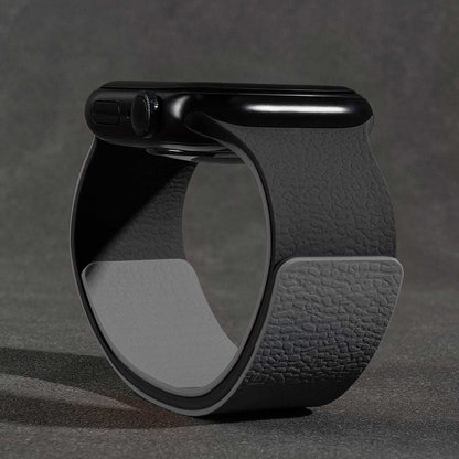 Colorblock Lychee Texture Magnetic Silicone Band for Apple Watch