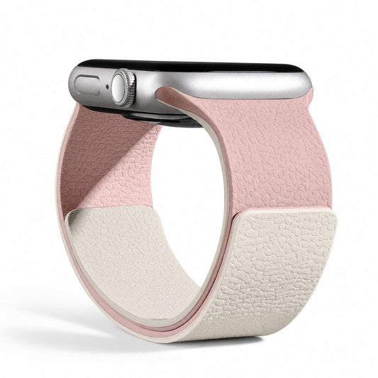 Colorblock Lychee Texture Magnetic Silicone Band for Apple Watch