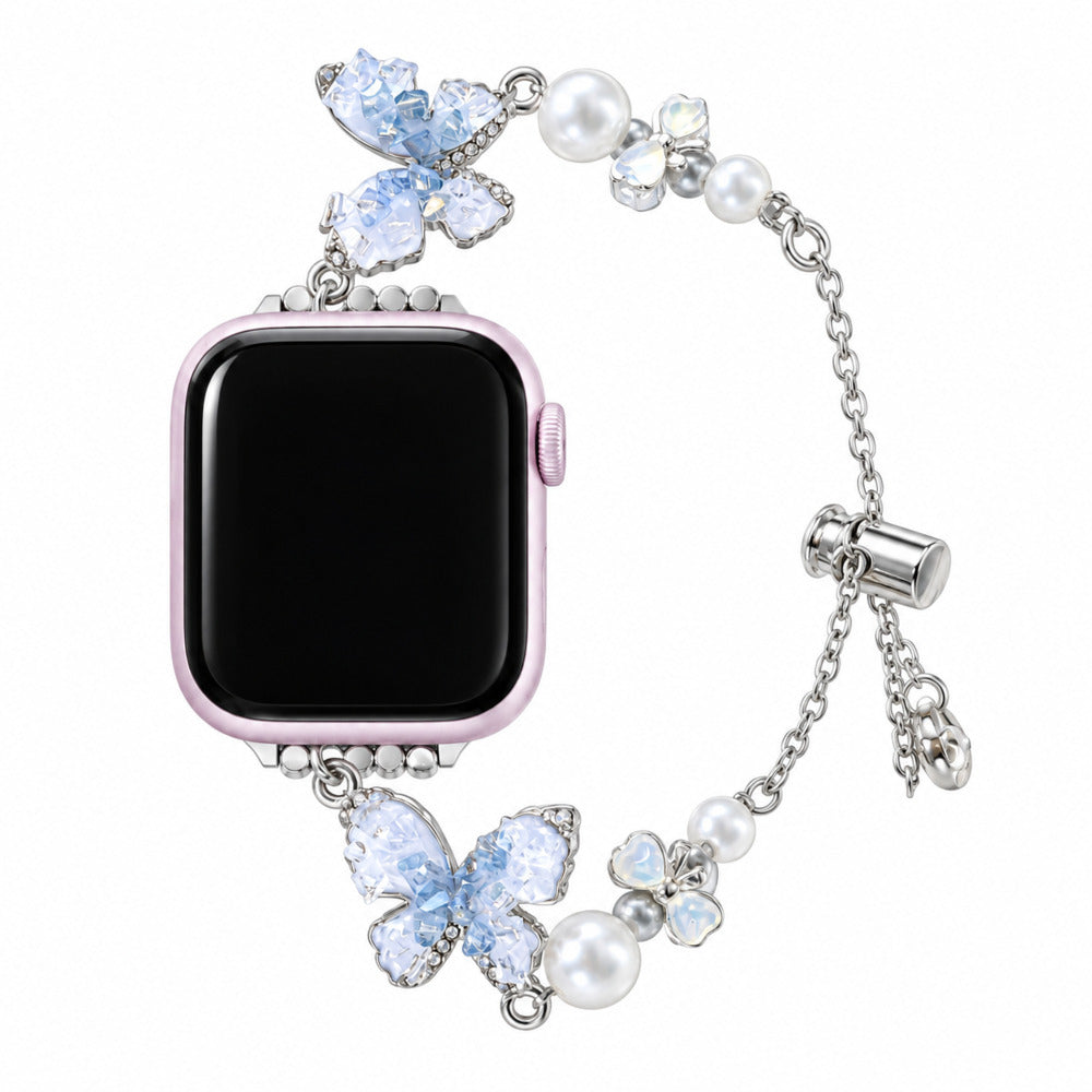 Crystal Butterfly Pearl Charm Bracelet Band for Apple Watch