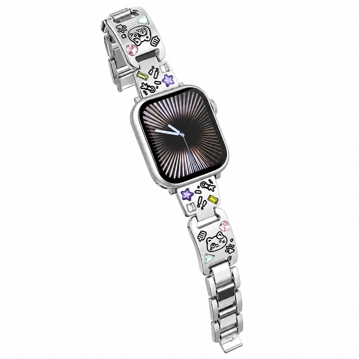 Crystal Cat Charm Metal Band for Apple Watch