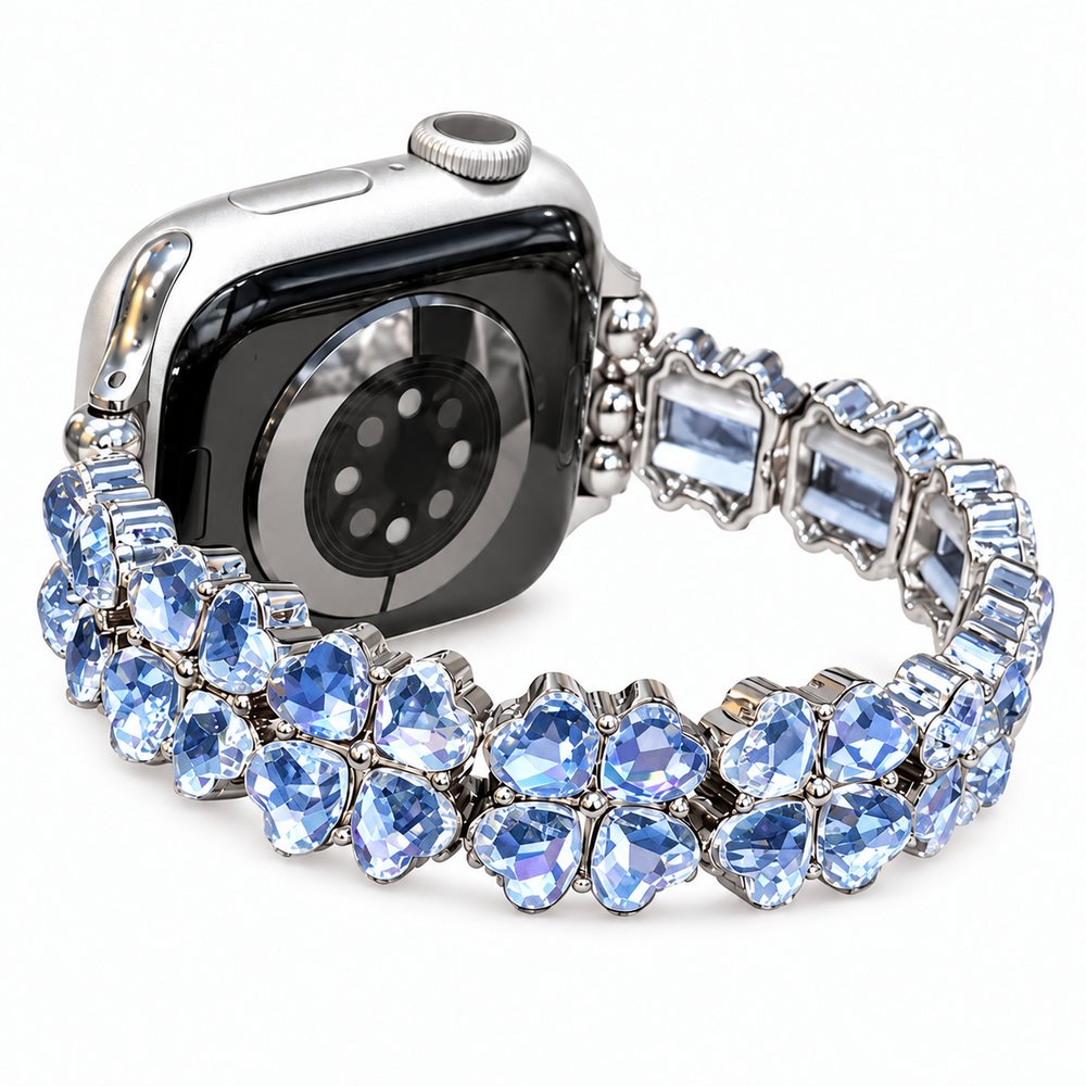 Crystal Heart Clover Rhinestone Bracelet Band for Apple Watch