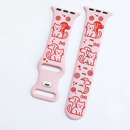 Cute Cat & Dog Engraved Silicone Band for Apple Watch