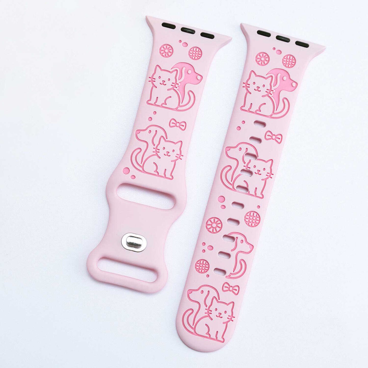 Cute Cat & Dog Engraved Silicone Band for Apple Watch