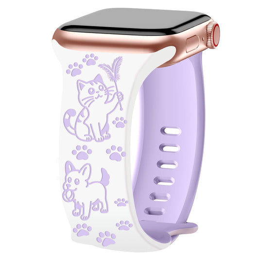 Cute Cat & Dog Engraved Silicone Band for Apple Watch