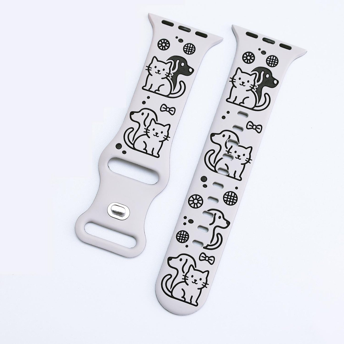 Cute Cat & Dog Engraved Silicone Band for Apple Watch