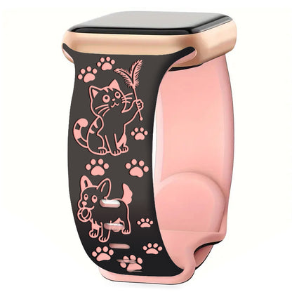 Cute Cat & Dog Engraved Silicone Band for Apple Watch