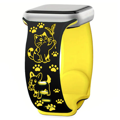Cute Cat & Dog Engraved Silicone Band for Apple Watch