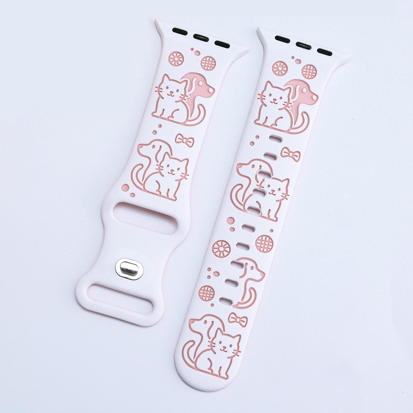 Cute Cat & Dog Engraved Silicone Band for Apple Watch
