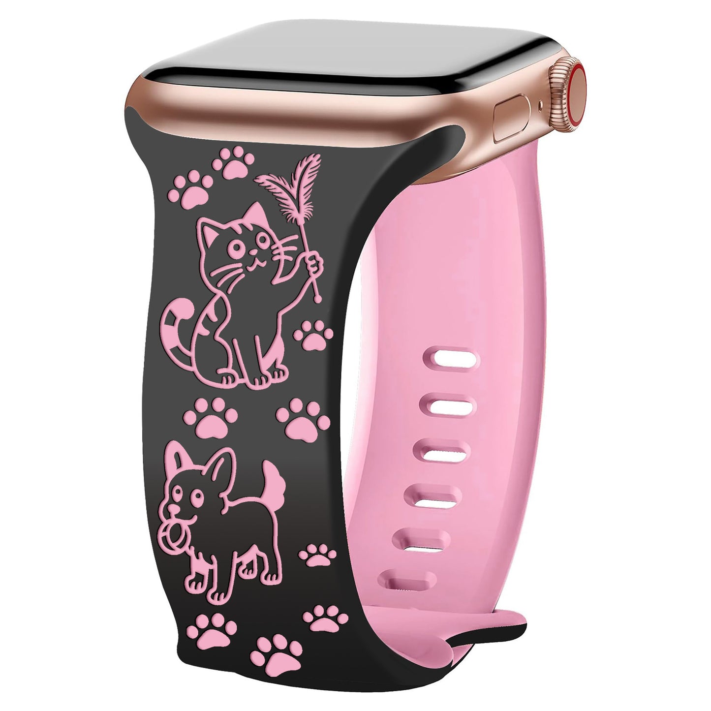 Cute Cat & Dog Engraved Silicone Band for Apple Watch