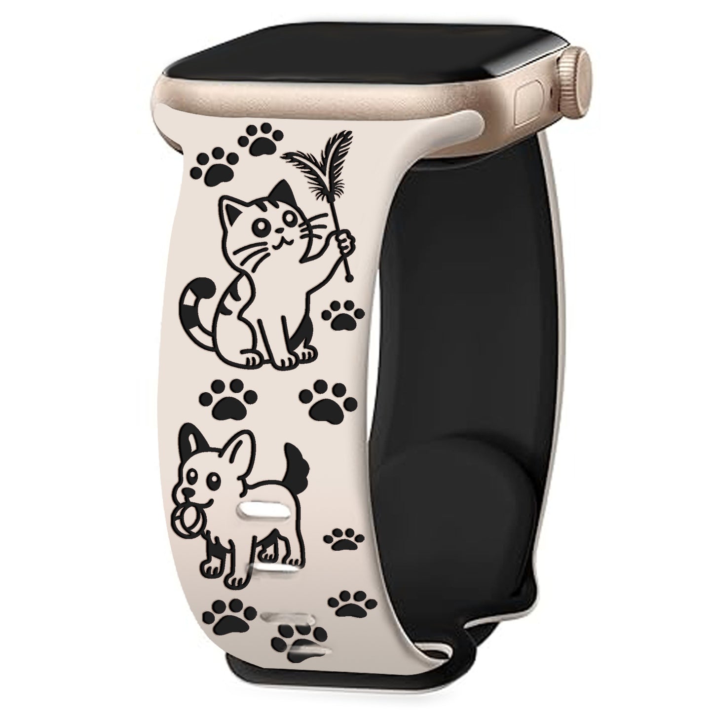 Cute Cat & Dog Engraved Silicone Band for Apple Watch